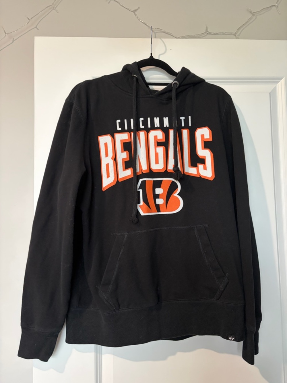 '47 Cincinnati Bengals Black Pullover Hoodie with Orange Logo